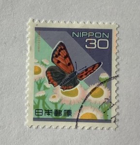 Japan 1995 Scott 2477 used - 30y,  butterfly, flowers