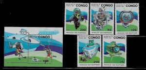 CONGO SC 1021-26 NH issue of 1993 - SUBMARINES - SET+S/S -  Sc$20