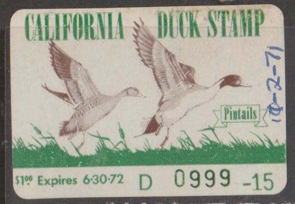 U.S. Scott #1 California - Duck Stamp - Used Single