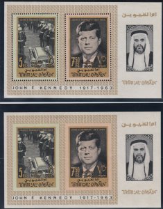 Umm Al Qiwain # MiBlock2A-2B, John F. Kennedy, Souvenir Sheets Mint NH,