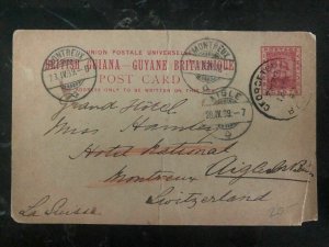 1899 Georgetown British Guiana Postal Stationary Cover To Aigle Switzerland