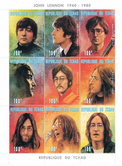 Chad 721 MNH Sheet of 9 Portraits of John Lennon (ML0298)
