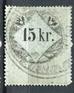 AUSTRIA; 1870s classic early Revenue issue fine used 15Kr. value