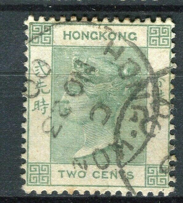 HONG KONG; 1900 early QV Crown CA issue fine used 2c. value