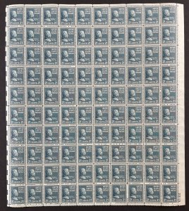 Scott 826 CHESTER A. ARTHUR Prexy Sheet of 100 US 21¢ Stamps MNH 1938