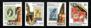 St. Kitts-Sc#360-3- id7-unsed NH set-Stamp on Stamp-QEII-40th Coronation-1993-