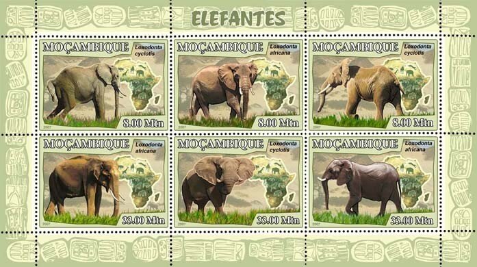MOZAMBIQUE - 2007 - Elephants - Perf 6v Sheet - Mint Never Hinged