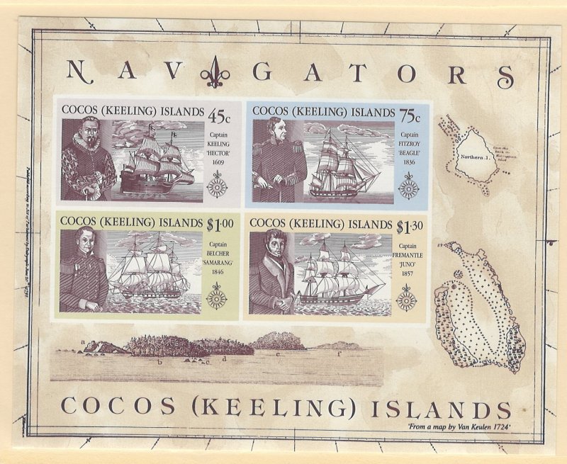 Cocos Islands Scott 221a Souvenir Sheet MNH! Navigarors!