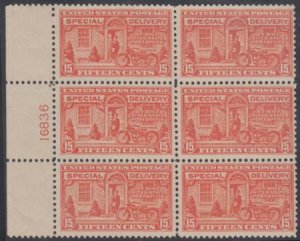 US E13 Special Delivery F - VF NH Left Plate Block of 6, cv $700