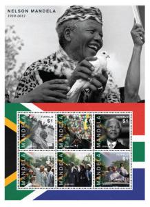 Tuvalu 2013 - President Nelson Mandela - Sheet of 6 Stamps - Scott #1266 - MNH