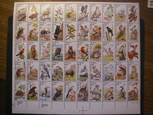 Scott 2286-2335 or 2335a, 22c North American Wildlife, MNH Sheet, perf folds