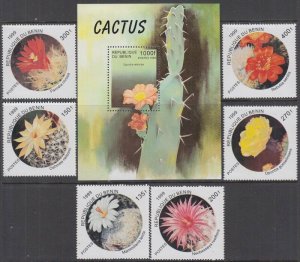 BENIN Sc# 1197-1203 CPL MNH SET of 6 + SOUVENIR SHEET of VARIOUS CACTI