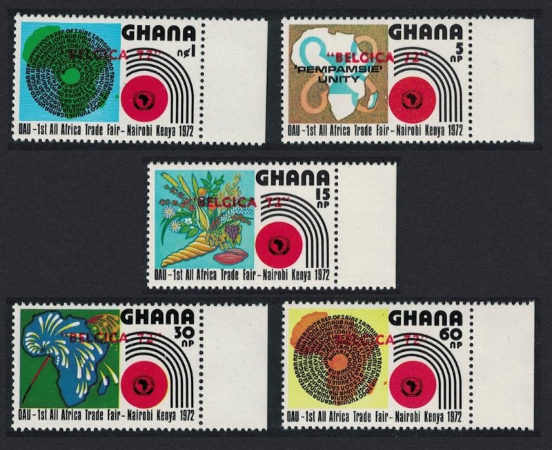 Ghana All African Trade Fair 5v Ovpt RARR 1972 MNH SG#625-629VAR MI#462-467