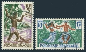 Fr Polynesia 193-194,used Spearfishing, Tahitian dancers, 1960.