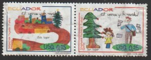 Ecuador SC# 1691a & 1691b (25c) - Children's Art - Used Horizontal Pair