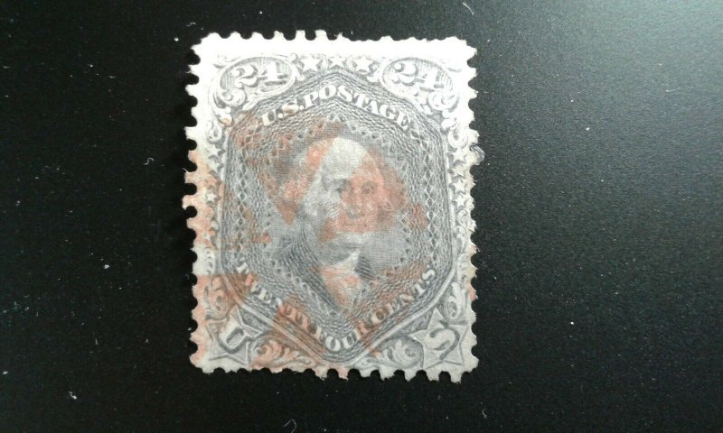 US #70 used red cancel short perfs e21.1 12758