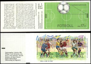 SWEDEN Sc 1708a VF/MNH BKLT PANE - 1988 Soccer Issue - ONE PANE ONLY