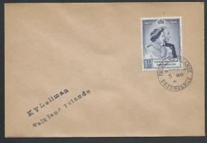 FALKLAND DEPS 1949 Silver Wedding 1/- on cover SOUTH SHETLANDS cds.........61427