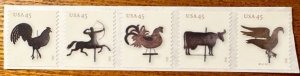 US 4617a Weather Vanes Strip of 5 45c 2012  w/# 111111 Mint Nh