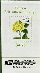 Scott BK241 YELLOW ROSE Booklet of 15 32¢ Stamps MNH 1996