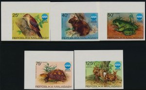 Malagasy 532-5, C145 imperf MNH Bird, Frog, Tortoise, Deer. Rabbit