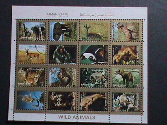 AJMAN STATE-COLORFUL LOVELY WORLD WILD ANIMALS CTO MINI SHEET VERY FINE