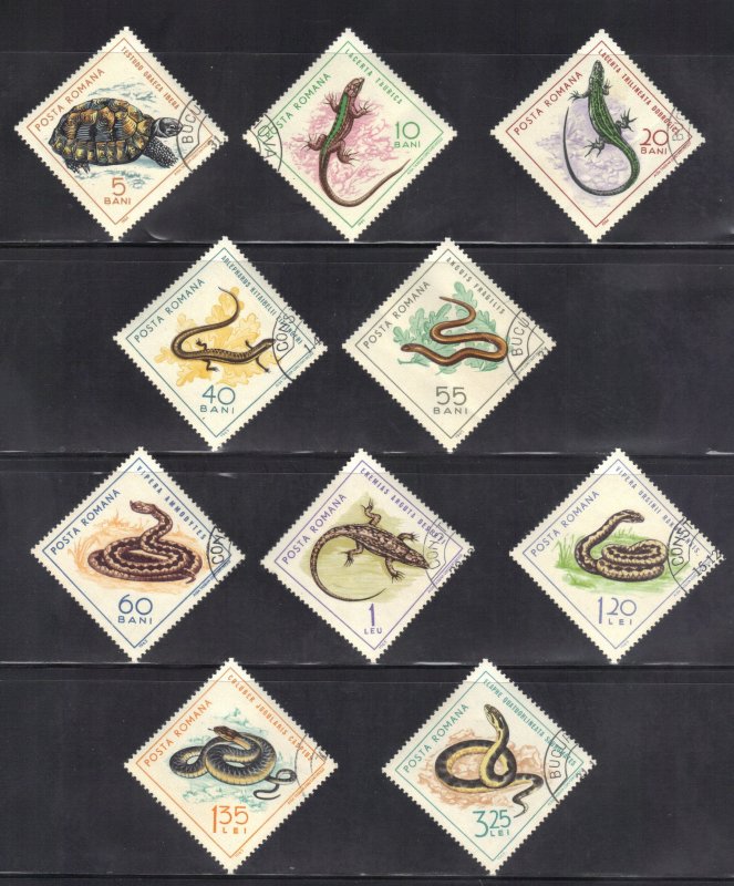 ROMANIA SCOTT# 1719-28,  SNAKES  1965