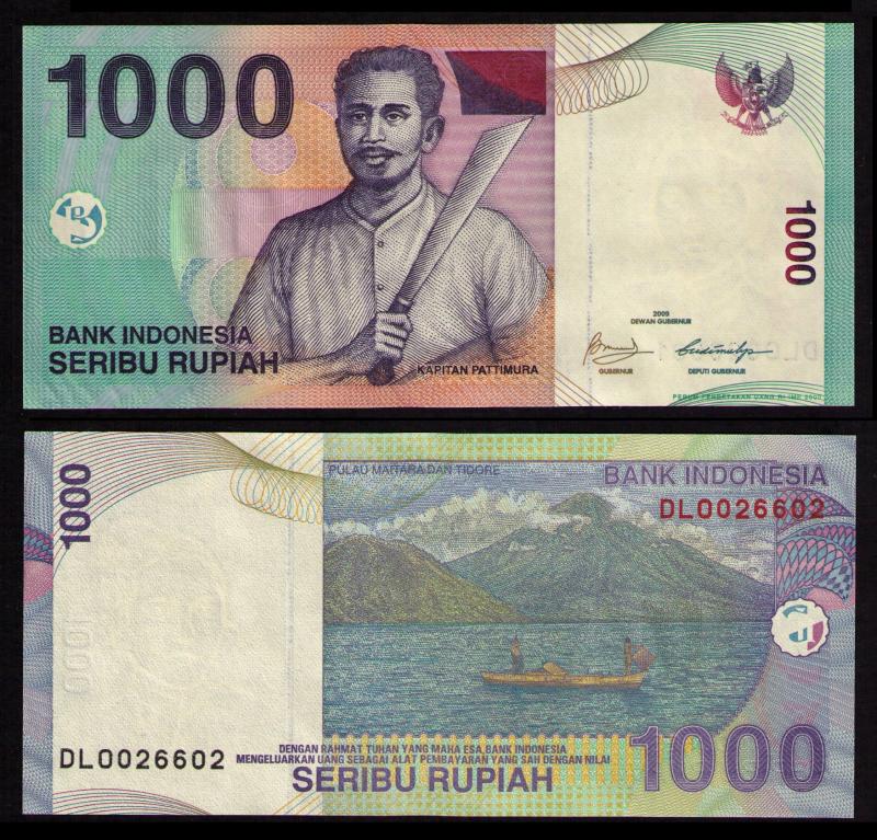 INDONESIA 2009 1000 RUPIA BANKNOTE CRISP UNCIRCULATED PAPER MONEY KP CAT #141j