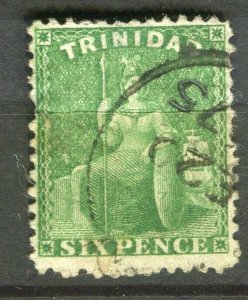 TRINIDAD; 1870s early classic QV issue used Shade of 6d. value