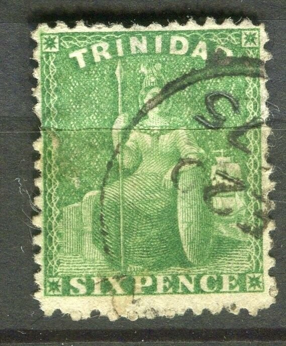 TRINIDAD; 1870s early classic QV issue used Shade of 6d. value