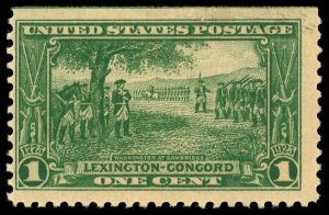 US Sc 617 F-VF/MNH - 1925 1¢ Green - Lexington-Concord Issue