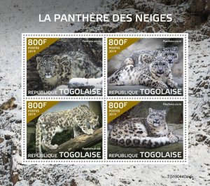 TOGO - 2019 - Snow Leopards - Perf 4v Sheet - Mint Never Hinged