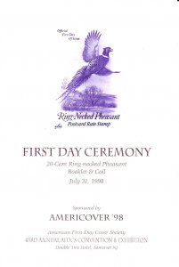 USPS FDC Ceremony Program #3050, 3055 C1 Pheasant AMERICOVER Stamp Show 1998