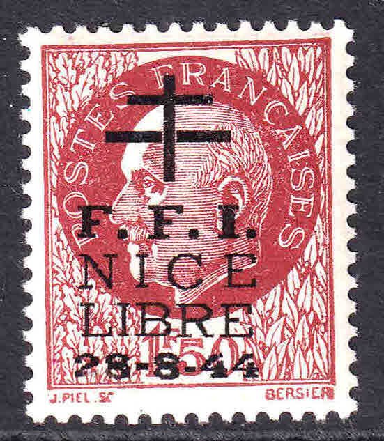 FRANCE 440 NICE LIBERATION OVERPRINT OG NH U/M VF BEAUTIFUL GUM