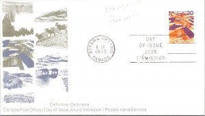 Canada 1972 FDC - Canada Post Office - Ottawa, Ont - 20c Stamp - J6510