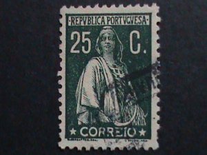 ​PORTUGAL 1921 SC#286 CERES- 102 YEARS OLD STAMPS USED VF FANCY CANCEL