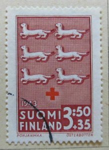 1943 A8P3F138 Finland Semi-Postal Stamp 3.50m+35p Used-