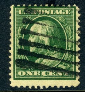 USA 1910 Franklin 1¢ Perf 12 Flat Plate SL Wmk Scott 374 VFU W293