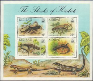 Kiribati #491-494a, Complete Set(5), 1987, Lizards / Geckos, Never Hinged