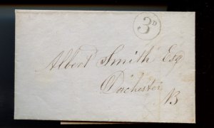? 1855 Sackville N.B. to Dorchester N.B. 3d due circle SFL Canada