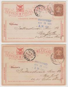 MEXICO 1895 PS MEPSI PC65 CARD TWO ENTIRES CHIHUAHUA CHIH Cds' TO NEW YORK FVF 