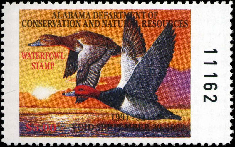 ALABAMA #13 1991 STATE DUCK REDHEADS by Larry Chandler