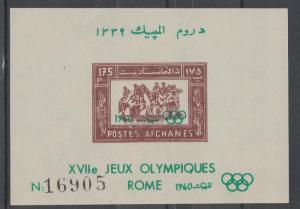 XG-B138 AFGHANISTAN - Olympic Games, 1960 Italy Rome 60, Overprinted MNH Sheet