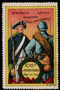 1914 WW One France Delandre Poster Stamp 106th Infantry Battalion Unused