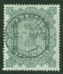 SG 131 10/- grey-green. Very fine used with a London Western Office CDS...