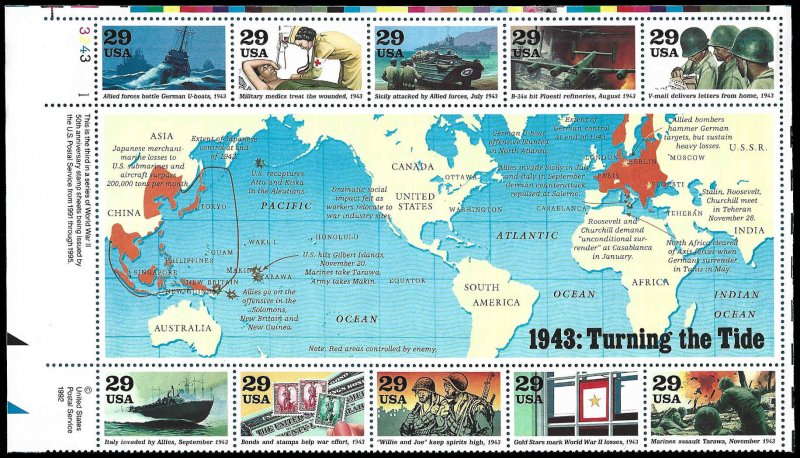 PCBstamps   US #2765 S.S. $2.90(10X29c)World War II, 1943, MNH, (8)