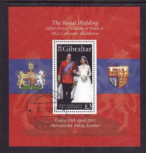 Gibraltar-Sc#1283-used sheet-Royal Wedding-Prince William & Kate-2011-