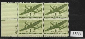 (3533) US Scott C26, 8 cents, MNH Plate Block