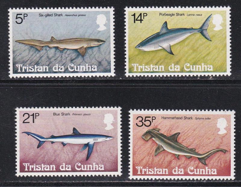 Tristan da Cunha # 302-305, Sharks, NH, 1/2 Cat.