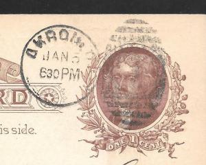 #UX8 AKRON OHIO. JAN/05/1887 1 Duplex Cancel (my1062)
